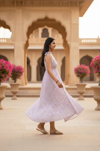 Lavender Floral Maxi Dress with Tie Straps – Boho Summer Lilac Flowy Dress